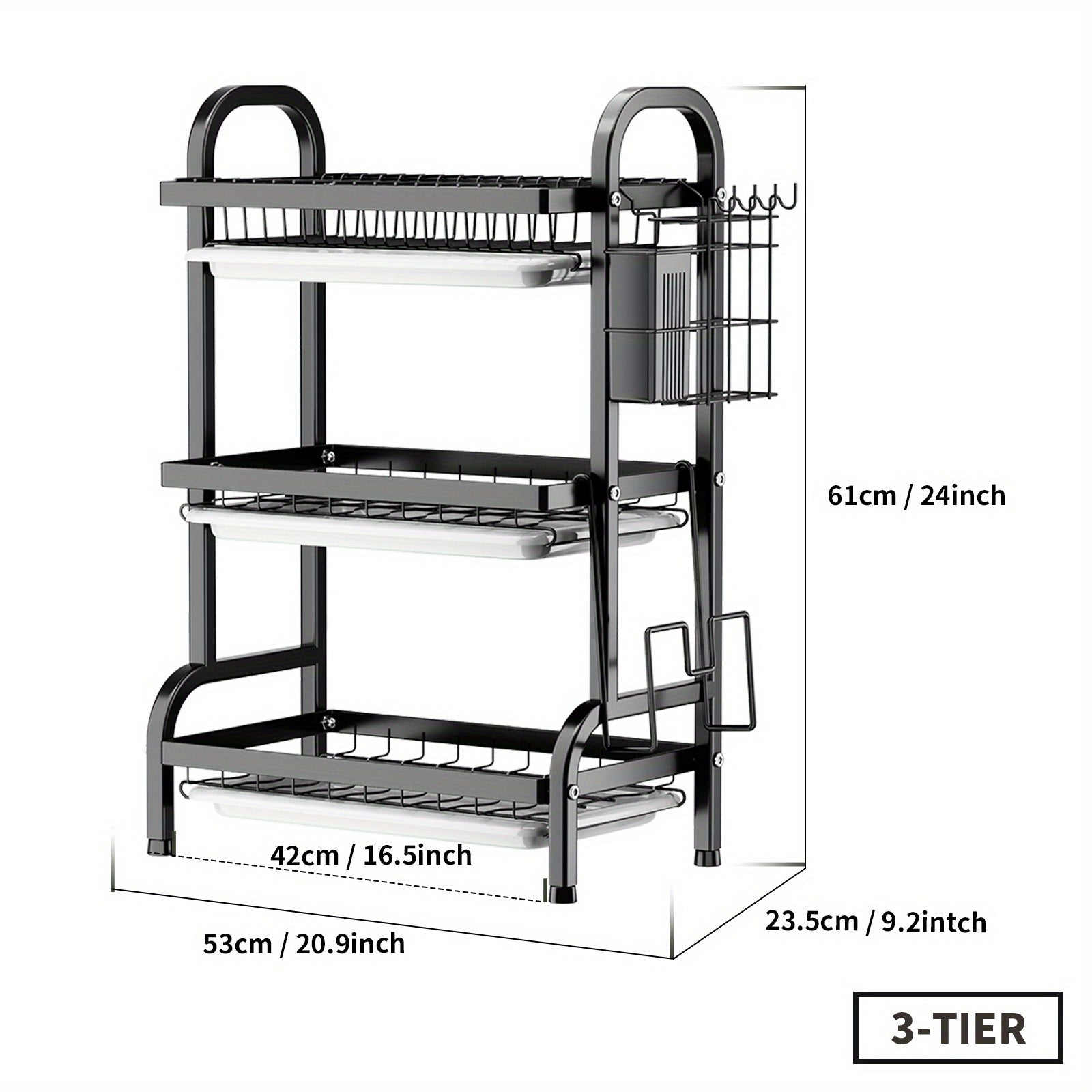 3 Tier Dish Drying Rack with Cutlery Holder