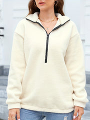 Zipper Front Sweatshirt with Contrast Trim