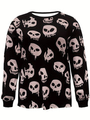 Halloween Skull Print Long Sleeve Top