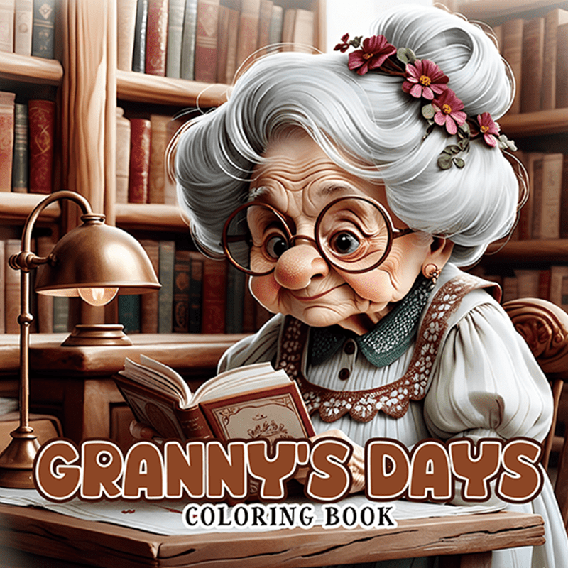 Deluxe Edition Vibrant Granny Adult Coloring Book 22 Pages 20x20cm