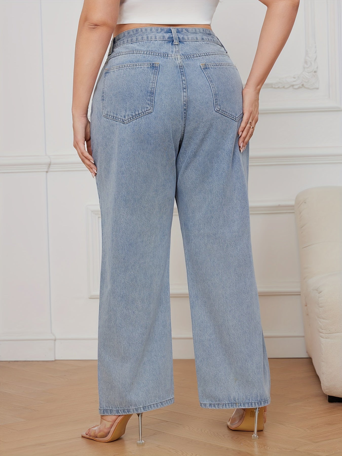 High Rise Loose Fit Straight Leg Jeans