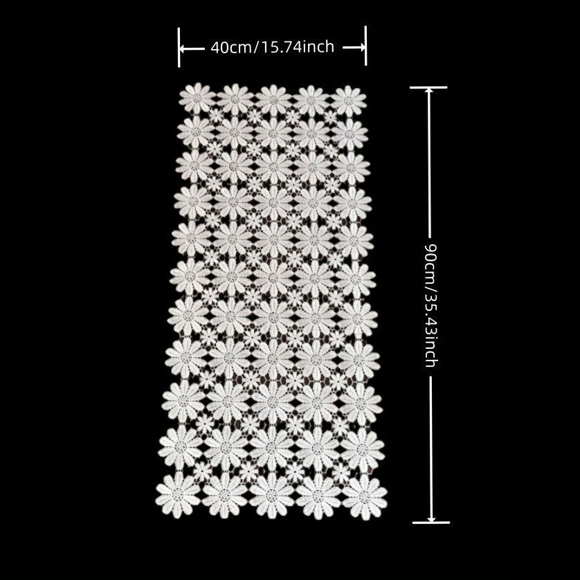 Vintage Daisy Lace Table Runner Floral Fabric TV Cabinet Dust Proof Cloth