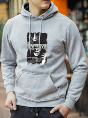 Crown Print Hoodie Men's Graphic Pullover Sweatshirt