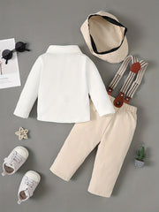 Baby Boys 2pcs Shirt With Suspender Pants Set