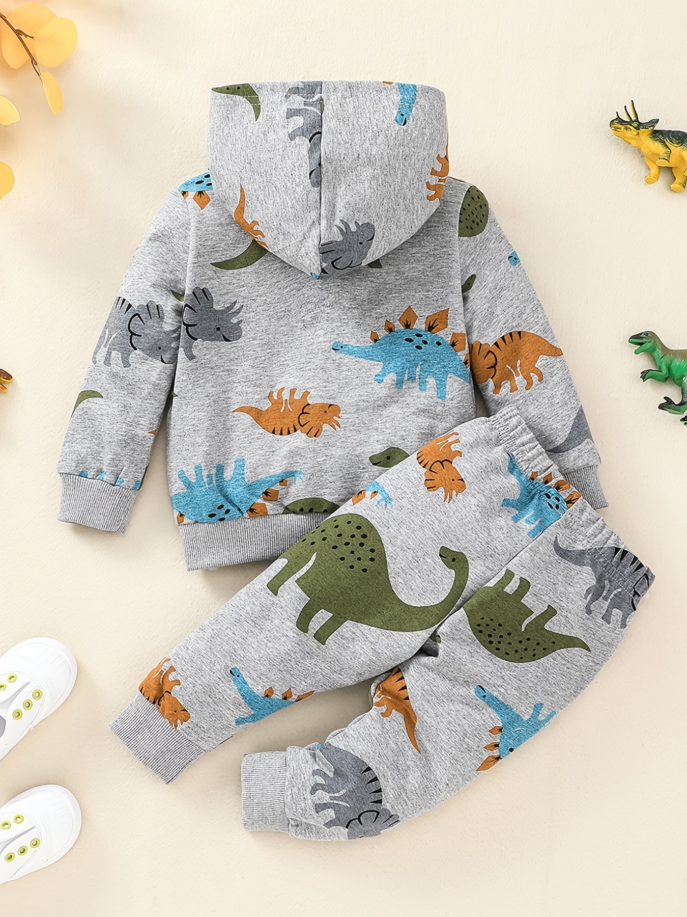 Boys Dinosaur Pullover Hoodie Pants Set Outfit Baby Clothes