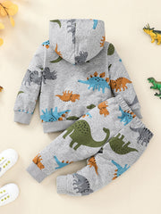 Boys Dinosaur Pullover Hoodie Pants Set Outfit Baby Clothes