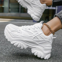 Women's Mesh Platform Sneakers Casual Lace Up Shoes