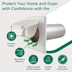 4" Double Door Dryer Vent Hood, Anti-UV Plastic, No Lint Screen