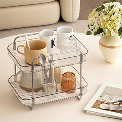 PET Plastic Transparent Two-layer Light Drain Office Storage Rack