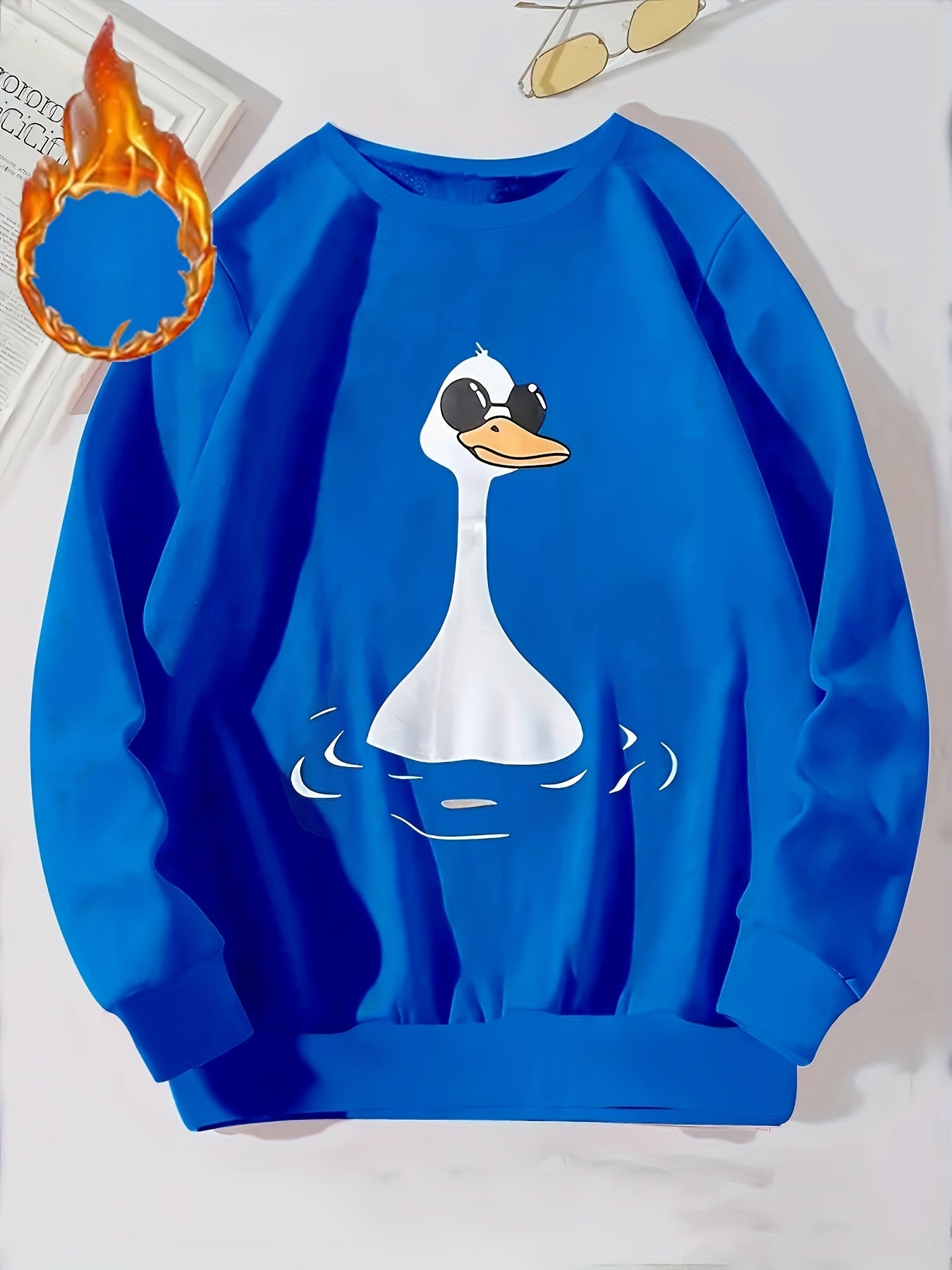 Cute Duck Print Pullover Sweatshirt for Women