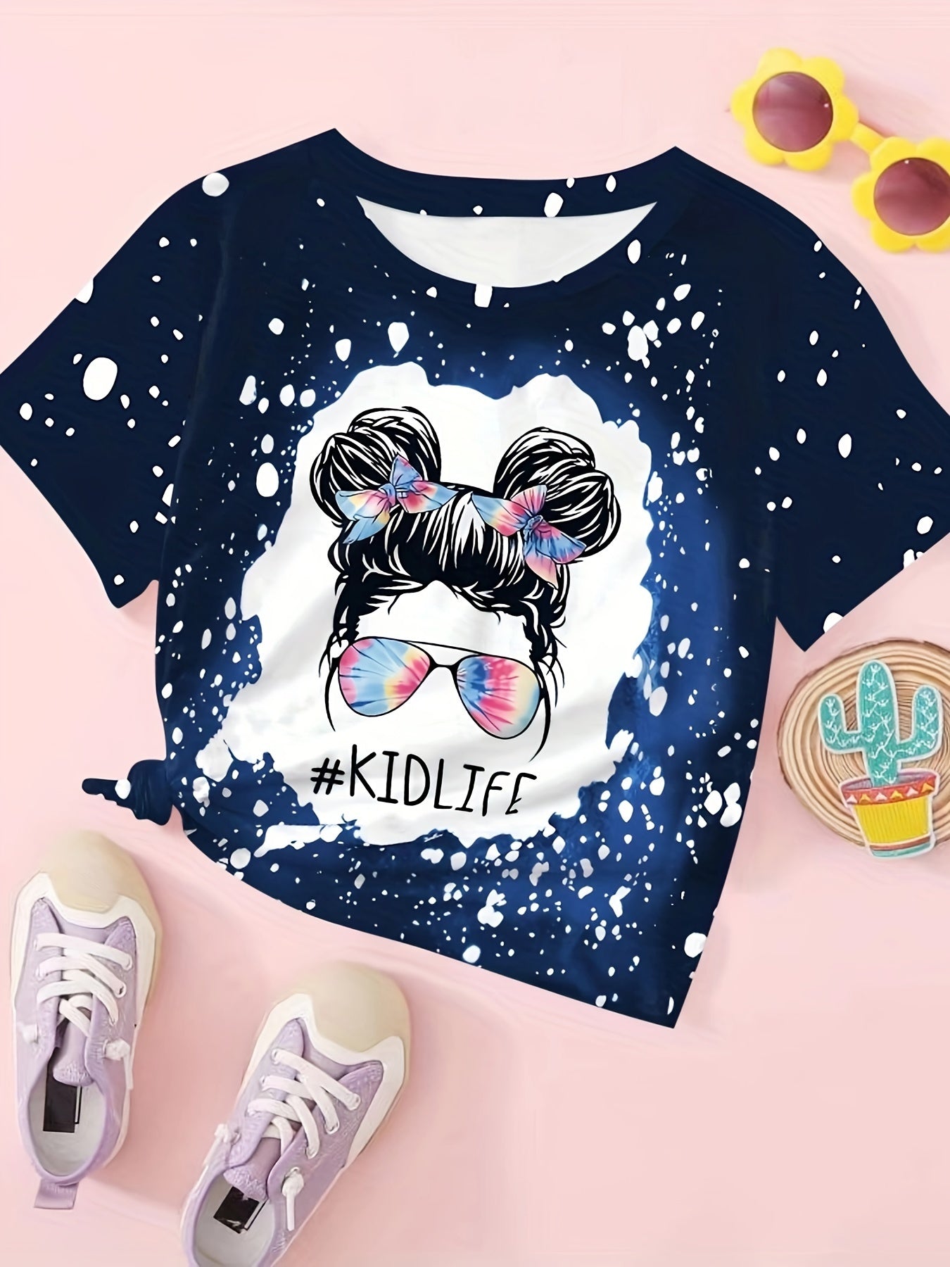 Sunglasses Girl Print Short Sleeve T shirt - Girls Summer Clothes