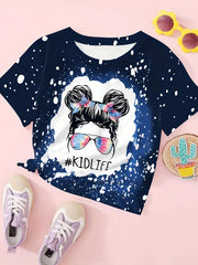 Sunglasses Girl Print Short Sleeve T shirt - Girls Summer Clothes