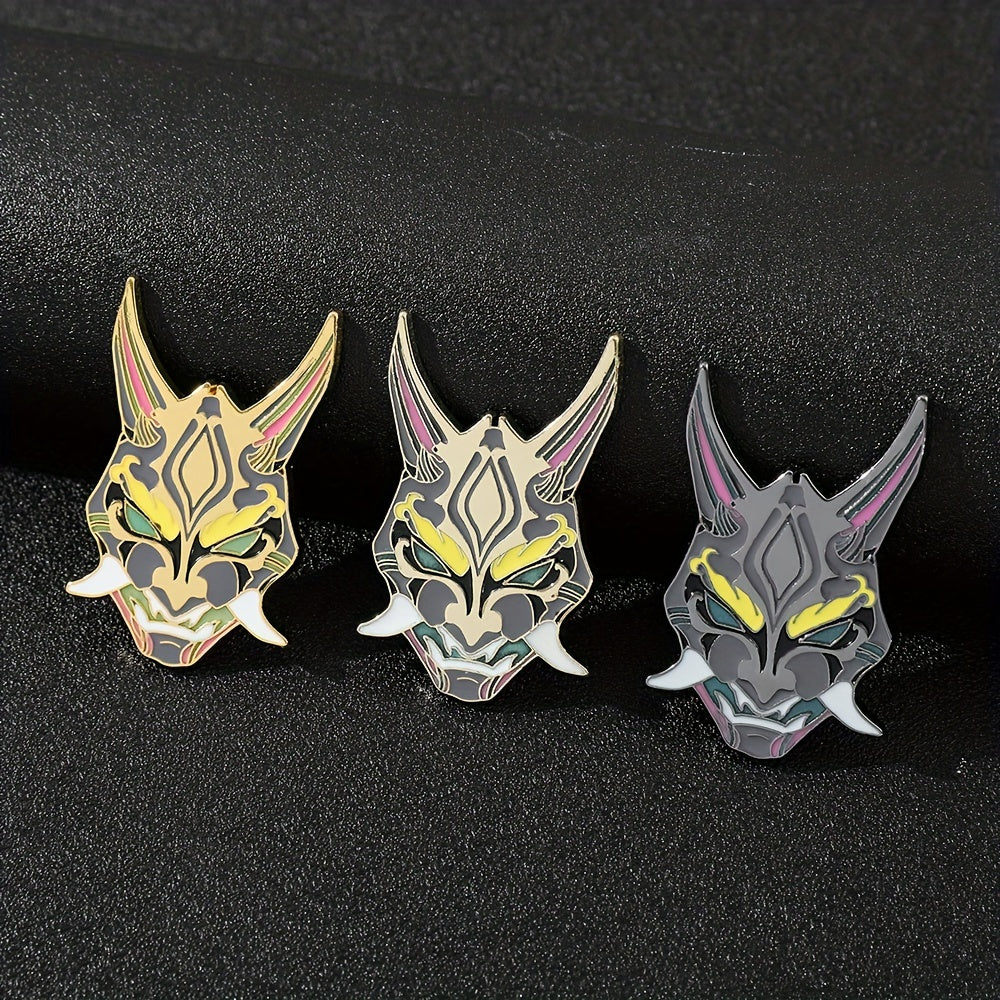 3pcs Cartoon Mask Brooches For Girls Enamel Brooch Fluorescent Metal Badge