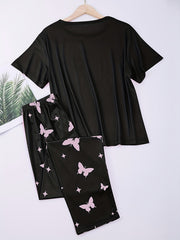 Butterfly Heart Print Pajama Set
