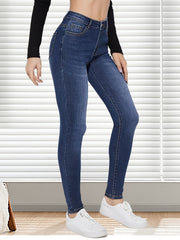 High Rise Skinny Jeans Stretch Denim Pants