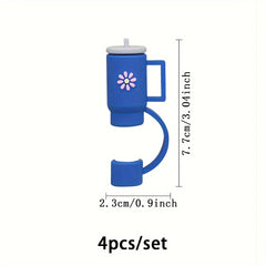 4pcs Silicone Straw Covers Reusable Leakproof Stoppers for 10mm Straw Cup