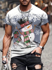 Snowman Print Men's Graphic T-shirt for Summer
