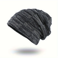 Winter Velvet Lined Beanie Hat for Men Women