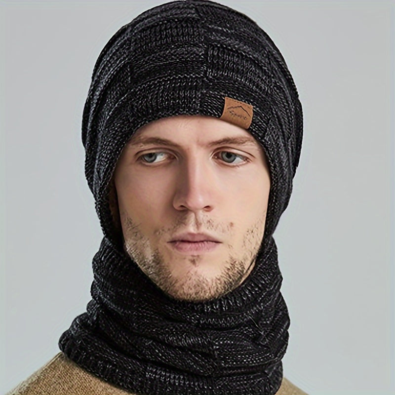 Winter Beanie Hat & Scarf Set Knitted Ear Protection Warm Hat Neck Gaiter