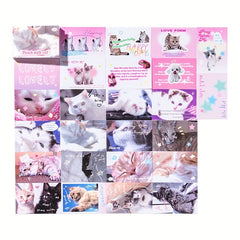 50 Sheets Sticker Books, Cartoon Animal Cat Dog DIY Cutting Pasting Decoration