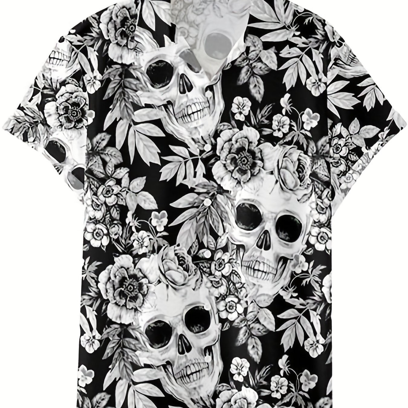 Skull Print Men's Casual Short Sleeve Shirt