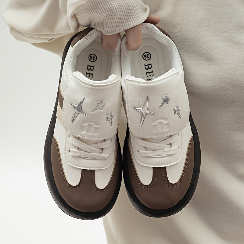 Star Pattern Round Toe Low Skate Shoes Breathable