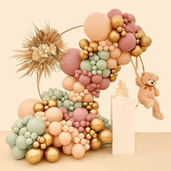 140pcs Balloon Garland Arch Set in Pink, Green, Gold, and Skin Tones