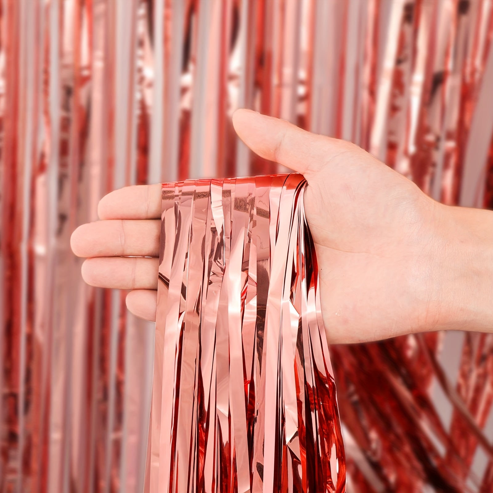 4pcs Rose Golden Foil Fringe Backdrop Curtains Birthday Party Decorations