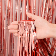 4pcs Rose Golden Foil Fringe Backdrop Curtains Birthday Party Decorations
