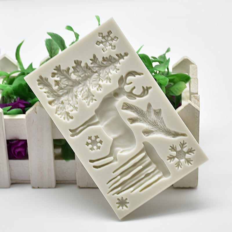 Christmas Elk Silicone Mold 3D Winter Deer Candy Chocolate DIY Baking Tool