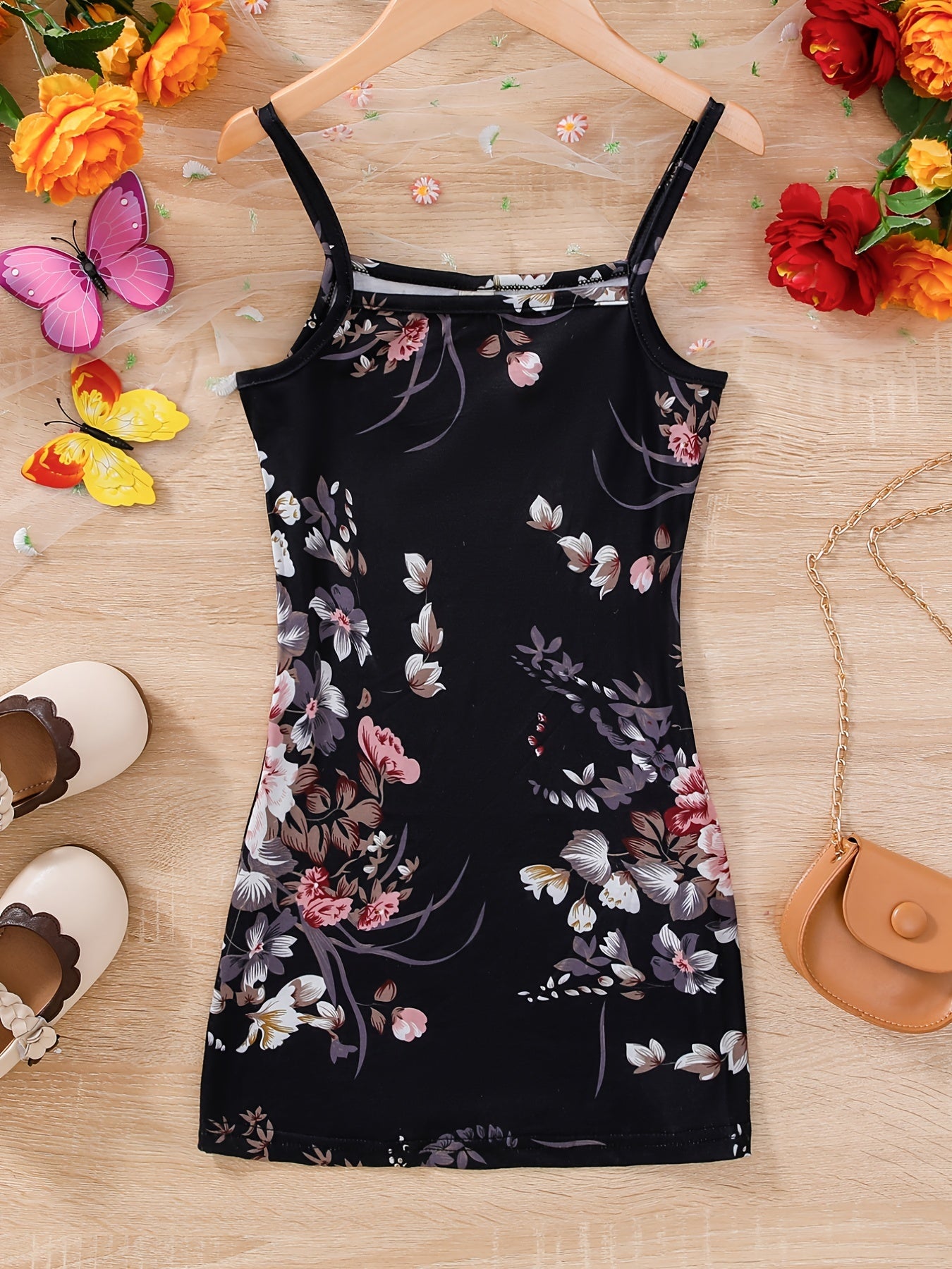 Vintage Flower Print Cami Dress for Summer Party
