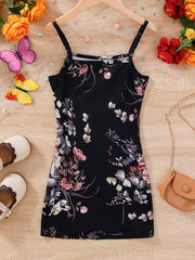 Vintage Flower Print Cami Dress for Summer Party