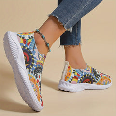 Women's Geometric Lace-up Mesh Sneakers for Running