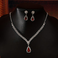 Rhinestone Pendant Necklace Earrings Set for Party Prom