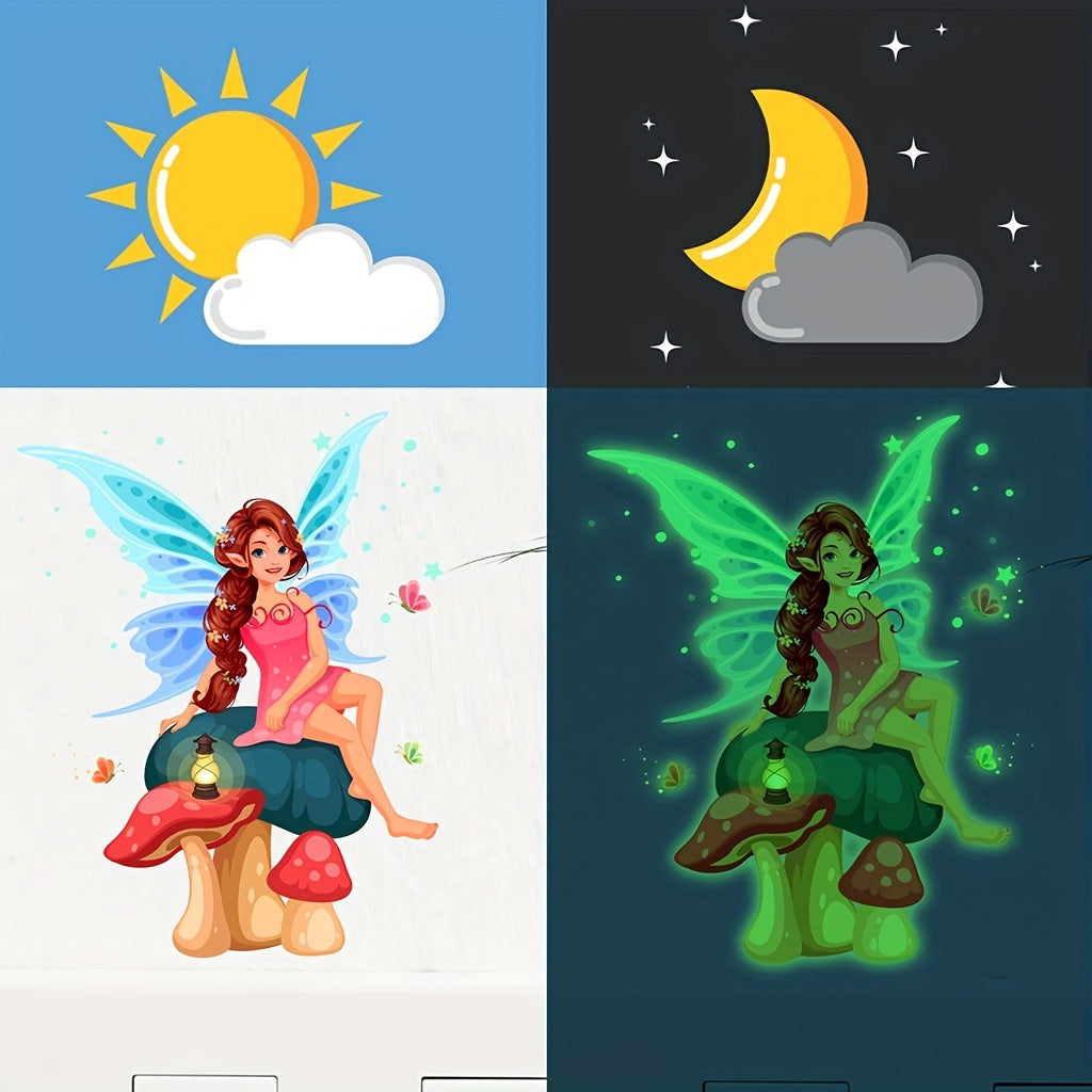 1pc Green Luminous Mushroom Fairy Tale Switch Sticker