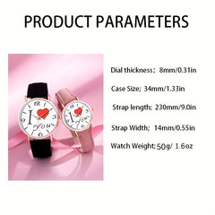 Romantic Couple Digital Quartz Watches with PU Leather Set