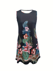 Floral Print Tank Dress Sleeveless Summer Dress