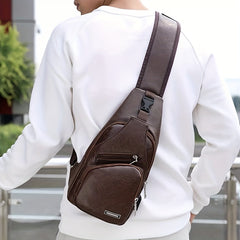 Men's Crossbody Bag With USB Charging Port Outdoor Shoulder Bag