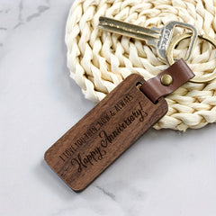 Walnut Wooden Keychain Keyring Retro Love Words Engraved Key Chain