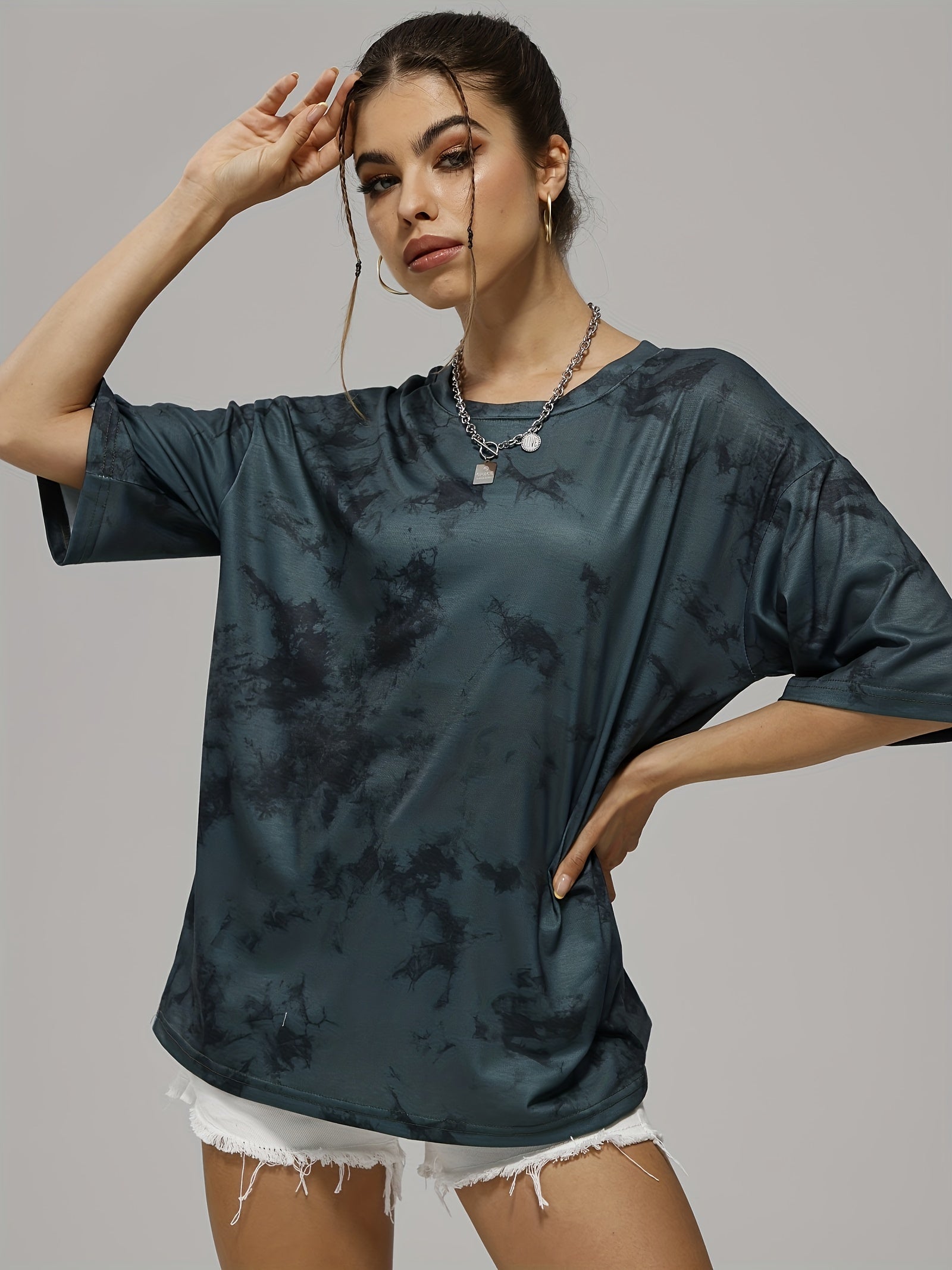 Gray Dry Sports T-shirt Crew Neck Short Sleeve Tee Women's Top