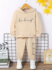 Boy's Hoodie & Sweatpants Set BE KIND Print Kid's Clothes