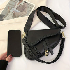 Niche Saddle Underarm Bag PU Leather Crossbody Clutch Purse