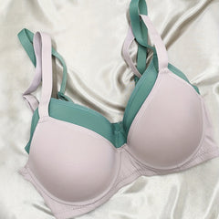 2 Pcs Solid Push Up Bras Comfortable & Breathable T shirt Bra Women's Lingerie