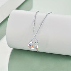 Mermaid Pattern Heart Shape Pendant Necklace