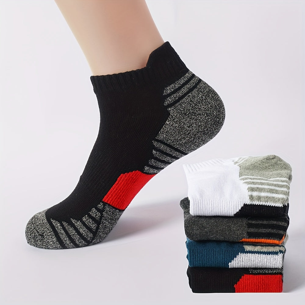 5 Pairs Teens Athletic Cotton Low Cut Striped Sports Socks