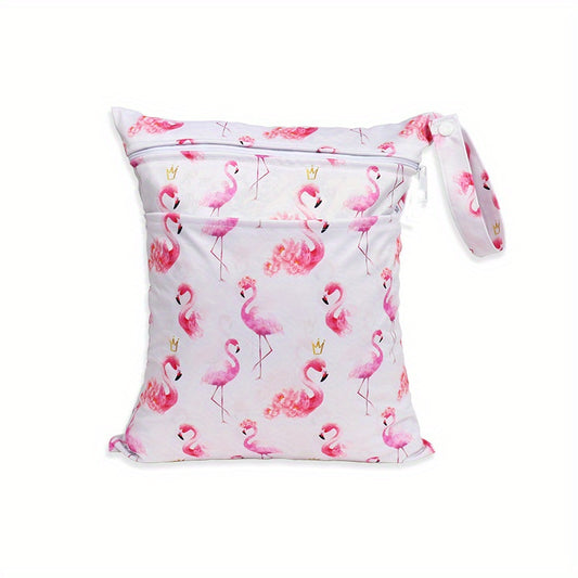 Kids Print Diaper Bag Double Pocket Diaper Storage Bag Wet Bag