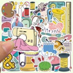 50pcs Sewing Tool Sticker DIY Decoration Waterproof Sticker