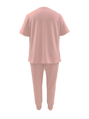 Solid Round Neck Tee & Joggers Set
