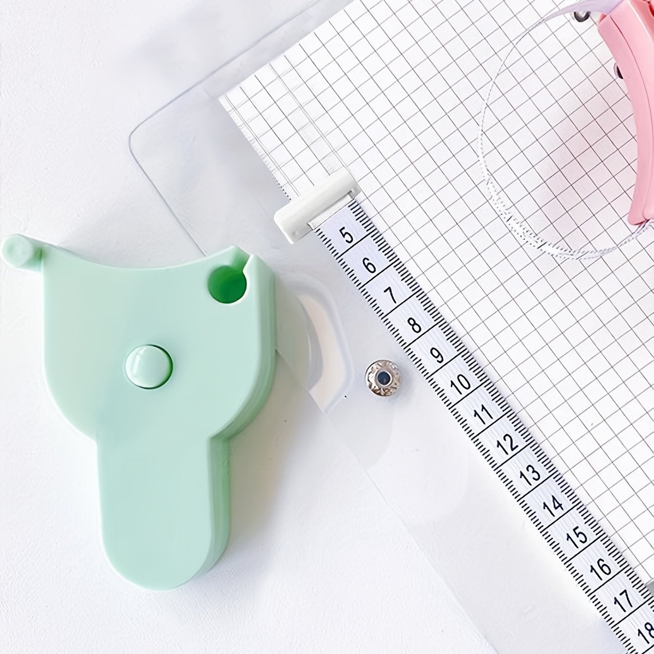 Green Mini Leather Tape Measurement Clothes Waist Chest Small Ruler