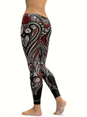 Boho Print Plus Size Leggings with Slight Stretch